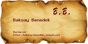 Baksay Benedek névjegykártya